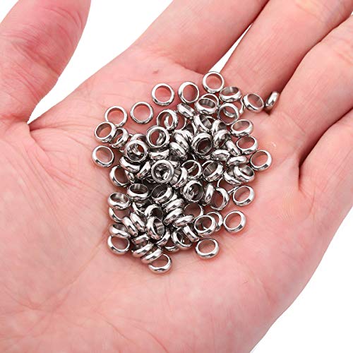 BEADIA Stainless Steel Spacer Beads 2.5x1mm Rondelle Loose Charm Caps Beads for DIY Jewelry Making 100pcs with 1.5mm Hole - color: 2.5x1mm 1.5mm
