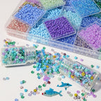11200pcs Glass Seed Beads for DIY Crafting Bracelet Necklace Embroidery Jewelry Making Supplies (3mm, 400pcs/Color, 28 Colors, Blue Scheme) - color: Blue