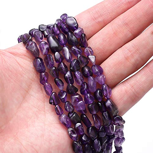 BEADIA Irregular Natural Amethyst Crystal Stone Loose Semi Gemstone Beads for Jewelry Making 5-8mm 38cm - color: Amethyst, size: 5-8mm 38cm