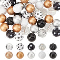 PH PandaHall 50pcs 20mm Acrylic Beads Bubblegum Beads Black Gold Chunk Pen Beads Focal Beads Large Loose Beads for Pen Wedding Christmas Garland Jewelry Bracelet Necklace Pen Bag Chain Making - color: Black Gold