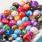 200PCS Acrylic Crystal Beads for Jewelry Making Round Loose Beads Charms Ink Patterns for Bracelets Earring Necklace Rings Adults Beading DIY Art Craft Projects Decor Birthday Gifts (14mm) - size: 14mm