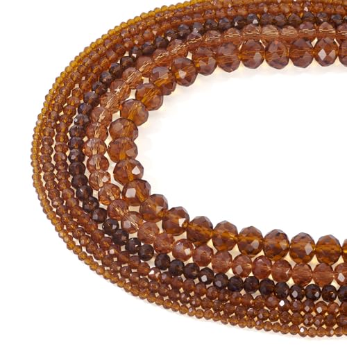 6 Strands Transparent Faceted Glass Beads 3/4/6/8mm Crystal Rondelle Glass Loose Spacer Beads for DIY Bracelet Necklace Wristband Keychain Jewelry Craft Making 2.3~8x2~6mm, Dark Goldenrod - color: 3/4/6/8mm-Dark Goldenrod