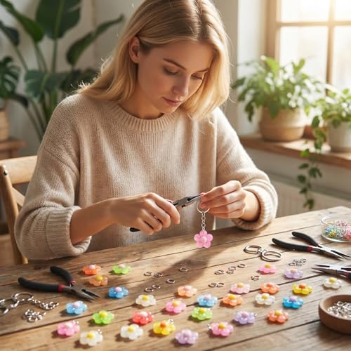 Keychain Charms Bulk 30pcs mixed Cute 3D Charms for Keychain Making for Bracelet Earring Jewelry Making DIY Crafts Includes Animal Food Fruit Flower Designs - color: Flower Mix