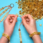 300+ Pieces 9x12mm Big Large Alphabet Letter Beads Charms A-Z Mixed Plastic Shape Loose Bead for Jewelry Making Bracelets Necklaces Key Chains (Golden) - color: Golden, size: 300 Pieces