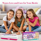 TingingYuli Friendship Bracelet Making Kit for Girls 8-12, DIY String Bracelet Maker with 3-Layer Storage Box, Arts and Crafts for Kids Ages 6-12, Easter Christmas Birthday Gift Set - color: White/Rose