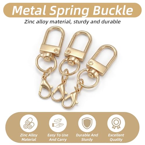 30 Pcs Gold Keychain Clips, Metal Swivel Snap Hooks, Sturdy Lobster Claw Clasps for Keychains, Jewelry Making, Purse Bag Charms, Lanyard Connectors and Craft Projects (Gold)