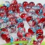 100Pcs 10mm Crackle Glass Beads for Jewelry Making - Round Spacer Crystal Beads Bulk, DIY Craft Supplies for Necklace Bracelet Earrings (Red Blue Transparent) - color: Red Blue Transparent