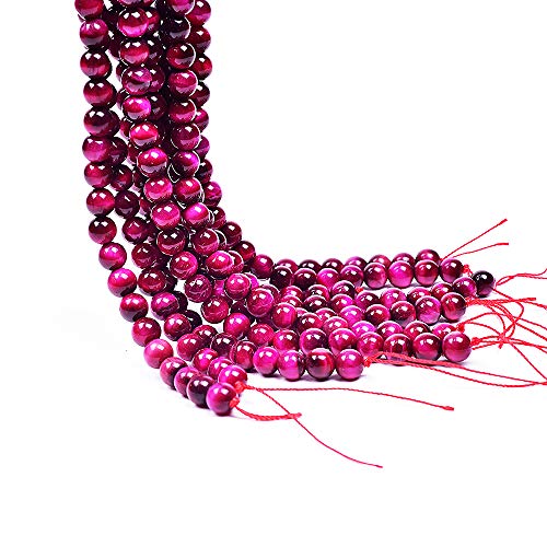 Natural Round AAA+ Pink Tiger Eye Gemstone Loose Beads Energy Stone Healing Power for Bracelet Jewelry Making 1 Strand 15"（10mm,38pcs） - color: pink, size: 10mm