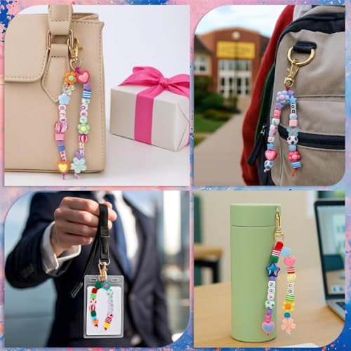 TOHONGADON 618 Pcs Bead Keychain Kit, Colorful Bag Charm Kit with Adjustable Alphabet Beads, Charm Keychain Kits for DIY Key Ring Jewelry Making - color: 618 Pcs Bead