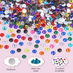 4000pcs 2mm Flatback Nail Art Rhinestones, Resin 3D Sparkling Nails Crystal Diamonds Gems Mini Charms with Tweezers and Dual-end Brush for Nail Art, Crafts Artwork DIY, Face Makeup Gems Jewels (6-K1) - color: 6-K1-soild-color