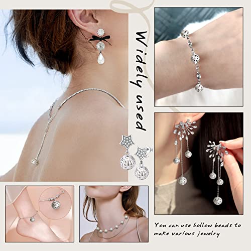 TOAOB 100pcs 10mm Silver Plated Filigree Hollow Ball Beads Round Metal Loose Spacer Beads for DIY Crafts Bracelets Necklaces Earrings Jewelry Making - color: Silver, size: 10mm