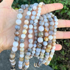 90pcs Adabele Natural Bamboo Leaf Agate Healing Gemstone 4mm (0.16 inch) Small Round Beads Gem Stone Spacer for Craft Jewelry Making GF8-4 - color: Bamboo Leaf Agate, size: 4mm (90pcs/1 Strand)