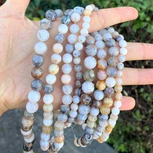 90pcs Adabele Natural Bamboo Leaf Agate Healing Gemstone 4mm (0.16 inch) Small Round Beads Gem Stone Spacer for Craft Jewelry Making GF8-4 - color: Bamboo Leaf Agate, size: 4mm (90pcs/1 Strand)