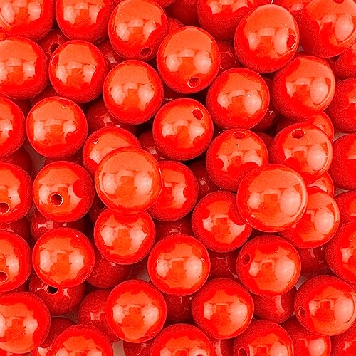 90 Round Red Acrylic Beads 14mm Diameter with 2.4mm Hole - color: Red, size: 14mm