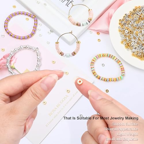 1500pcs 6mm Flat Round Spacer Beads Disc Loose Jewelry Making Beads for DIY Bracelet Necklace Earring Craft Supplies, Gold & Silver - color: Silver & Gold