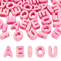 FASHEWELRY 50Pcs Vowel Letter Acrylic Beads Big Plastic Letter Blocks Charms 3D Letters Chunky Initial Alphabet Beads for Key Chains Necklace DIY Arts Craft Projects Deep Pink - color: Deep Pink, size: Vowels