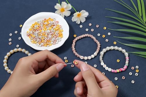 XIANNVXI 500PCS 6mm Rhinestone Rondelle Spacer Beads for Jewelry Making - Loose Beads for Bracelets & Necklaces (Gold, Silver, Rose Gold) - color: Rhinestones 3 colors