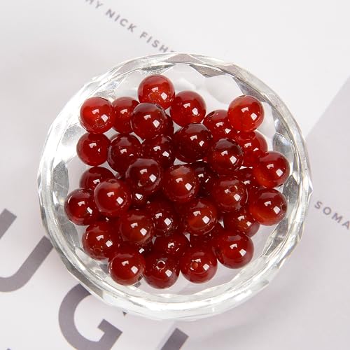 65Pcs 6mm Red Agate Natural Round Loose Real Stone Beads Gemstone Genuine for DIY Hand Made Craft Jewelry Bracelet Earring Necklace String Making Energy Healing Power - color: Red Agate, size: 6mm
