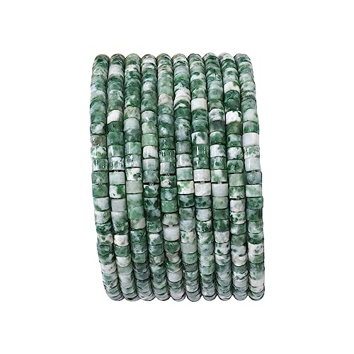BEADIA Natural African Jade Short Cylinder Beads 2x3mm 155pcs Tube Loose Semi Gemstone Beads for Jewelry Making Design - color: African Jade