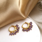 Gempires Natural Gemstone Beads Crystal Earrings Lightweight Elegant Handmde Jewelry Hypoallergenic Gold Plated Classic Design Huggie Earrings For Women