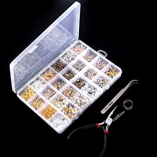 Hypoallergenic Earrings Hooks Hicdaw 2500Pcs Earrings Making Kit Earring Hooks with Jump Rings Earring Backs Pliers Tweezers Jump Ring Opener for DIY Jewelry Making