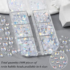 1600Pcs Half Round Resin Bubble Beads,2-6mm AB Colorful Flatback Pearls Beads,Mini Iridescent Crystals No Hole with Pickup Tools for Nail Charms Handmade Phone Case(16-K1-AB-bubble-beads) - color: 16-K1-AB-bubble-beads