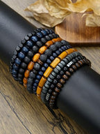 Friendship Bracelets Boho Stackable Bracelets for Women Surfer Heishi Clay Bead Bracelets Stretch Preppy Bracelets Colorful Boho Bracelets for Women - color: Boho black style-2