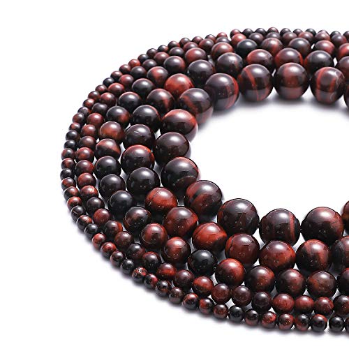 BEADIA Natural Red Tiger Eye Stone Round Loose Semi Gemstone Beads for Jewelry Making 4MM 89PCS - color: Red Tiger Eye, size: 4mm