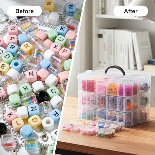 SGHUO Bead Organizer Box, 56 pcs Small Organizers, 3-Tier Stackable Storage Container Box for Art Craft Storage, Washi Tape, Kids Toys, Jewelry, Beauty & Sewing Supplies - style: 3 tier-mix