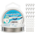 BENECREAT 240-Feet 0.015inch/0.38mm Stainless Steel 7-Strand Beading Wire with 200pcs Jump Rings, 50pcs Crimp Beads and 30pcs Lobster Claw Clasps for Jewelry Making - size: 0.38mm, style: 7 Strand