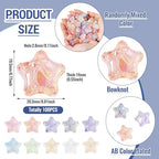 Craftdady 100Pcs Iridescent Star Beads Transparent Acrylic Star with Bowknot Beads Mixed Color Small Star Spacer Bead for Jewelry Bracelet Necklace Making DIY Crafts Hole: 2.8mm - color: Mixed Color, Star&Bowknot