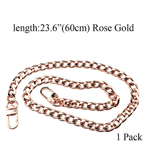 HAHIYO Purse Chain - 23.6 inch Rose Gold Strap for Shoulder, Cross Body, Sling, Purse, Handbag, Clutch - 0.4" Wide, 2.4mm Thick Metal - 1 Pack - size: Rose Gold 23.6 inches