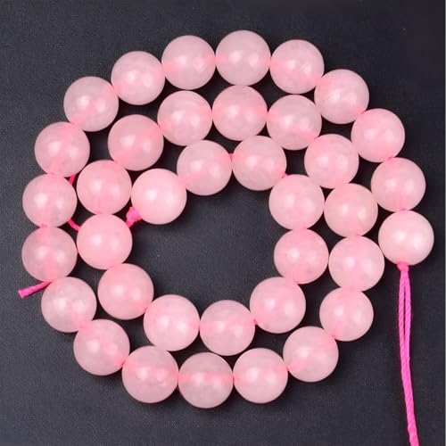 HAAMIIQII 35pcs 10mm Natural Rose Quartz Crystal Beads Round Stone Loose Gemstone Beads for Jewelry Making Strand 15 Inch - color: Rose Quartz, size: 10mm 35pcs