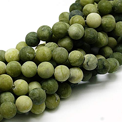 Perlin Taiwan Jade Gemstone Round Beads Taiwan Jade Frosted Semi-Precious Gemstones Jewellery Beads Green Natural Stone for DIY Crafts Making Necklace Bracelet Earrings Accessories (6 mm - 18 Pcs) - size: 6mm, 18 Stück