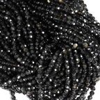 Song Xi 90pcs 4mm Natural Black Striped Agate Gemstone Beads Faceted Round Loose Stone Beads for Jewelry Making (1 Strand) - color: Black Striped Agate, size: 3.7-4.2mm