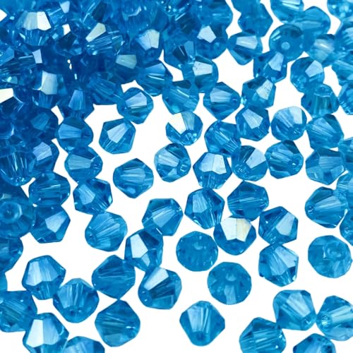 200pcs Bicone Crystal Beads 6mm Crystal Glass Faceted Beads for Necklace Bracelet Earrings DIY Jewelry Crafts Making Supplies(Deep Lake Blue AB) - color: Deep Lake Blue AB, size: 6mm