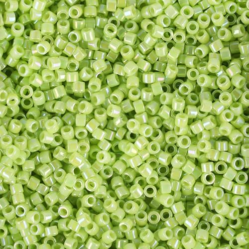 Miyuki Delica Seed Beads – Size 11/0 (1.6 mm), DB0169, Opaque Chartreuse AB, 7.2 g, Approx. 1440 Beads, Made in Japan - color: DB0169 - Opaque Chartreuse AB
