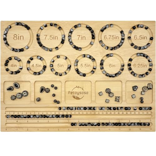 Petoysoso Bead Boards for Jewelry Making, Thicken Bamboo Beading Board for Jewelry Bracelet Making, Bracelet Bead Board, Bracelet Bead Board for Bracelet, Jewelry Making Supplies 15.3x 11.2x0.5 Inches - size: Bracelet-l