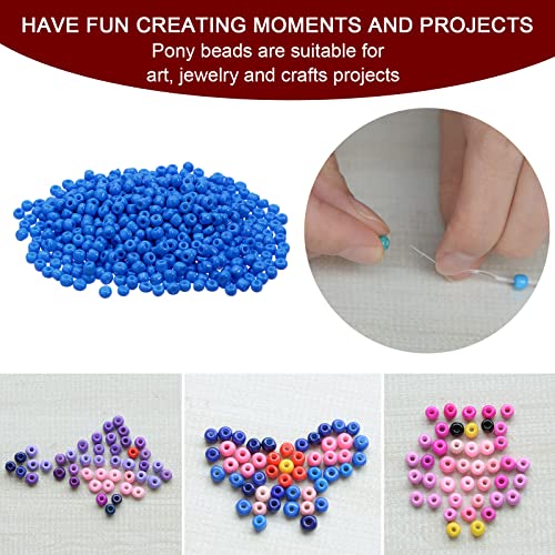 HARFINGTON 2000Pcs Small Glass Beads 6/0 4mm Loose Tiny Round Small Beads for Bracelet Earring Rings Jewelry Making, Dark Blue - color: Dark Blue