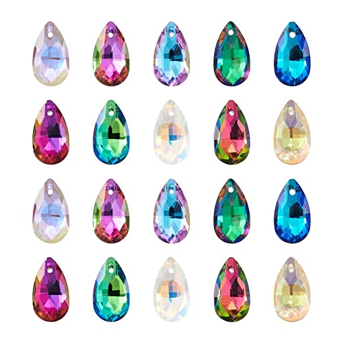 KISSITTY 100pcs/box Teardrop Crystal Charms Beads Faceted Glass Loose Beads 10 Colors Water Drop Charm Beads 16x9x5mm for Bracelet Earrings Necklaces Jewelry Making with Hole 1mm