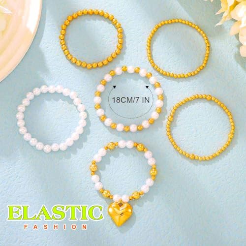 JEWEKY Easter Heishi Bracelets Gold Beaded Polymer Clay Bunny Pendant Bracelet Jewelry Accessories - color: R1