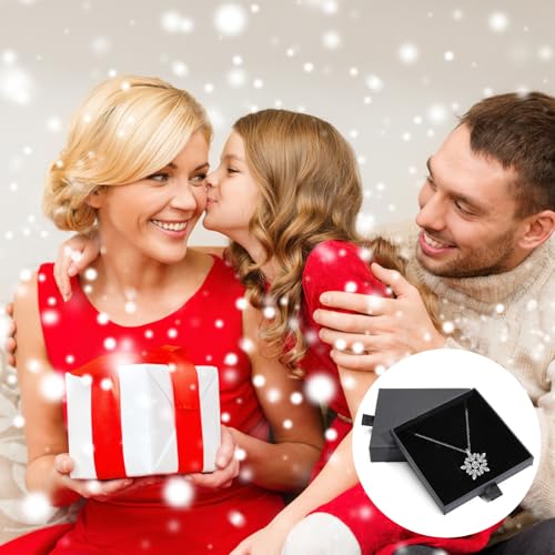 4 Pcs Jewelry Gift Box, 3.5×3.5x0.7Inch Cardboard Jewelry Boxes, Fancy Necklace Bracelet Earring Drawer Organizer Box, Kraft Empty Jewellery Boxes for Necklace Ring Earring Display Box(Black) - color: Black