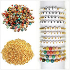 Amaney 2000pcs Beads Kits,Letter Beads and Gold Spacer Beads for DIY Bracelet Necklace Craft Jewelry Making Colorful - color: Gold on Colorful