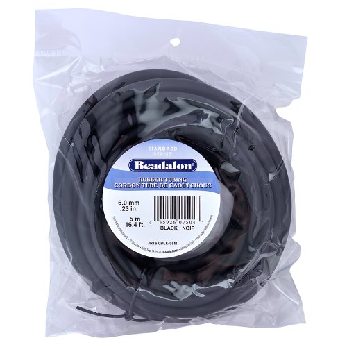 Beadalon Rubber Tubing - Neoprene, Black, 6.0 mm / .236 in - 5 m / 16.4 ft - size: 6.0 mm / .236 in - 5 m / 16.4 ft