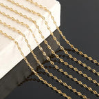 KYUNHOO 9.8 Feet Stainless Steel Jewelry Making Chains Gold Plated Chains Bulk Embossed Oval Chain Links with Lobster Clasps Jump Rings for Handcraft Making Supplies - color: Embossed Oval Gold