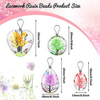 Hicarer 20 Pieces Dried Flower Tree Pendant Plant Pressed Flower Charms Resin Lacework Transparent Glass Beads Round Floating Pendant Mixed Colors for DIY Necklace Bracelet Jewelry Making, 4 Styles