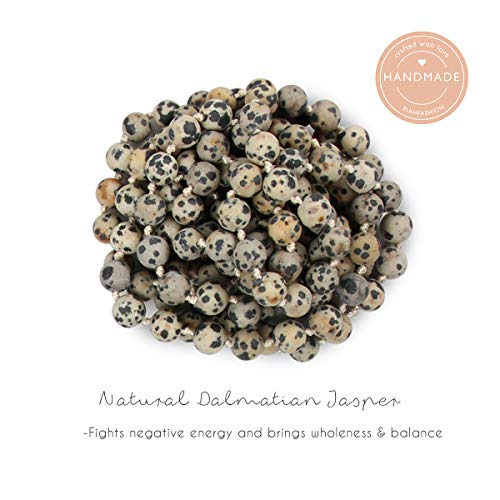 Bead Strand Versatile 60" Long Wrap Necklace - Handmade Knotted Multi Layer Sparkly Crystal, Semi Precious Natural Stone, Lava, Glass Faux Pearl - color: Natural Stone Bead - Dalmatian Jasper