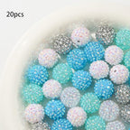 20mm Rhinestone Beads 20pcs Chunky Bubblegum Beads Beadable Pen Beads Shine Disco Ball Beads Jumbo Plastic Beads for Necklace Jewelry Bracelets DIY Crafts Making (bluewhite) - color: bluewhite