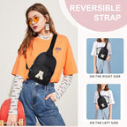 YOOLIFE Initial Sling Bag, Small Sling Bags for Girls Women, Gifts for Teen Girls Teens, Girl Friend Bridesmaid Birthday Gift for Daughter Sister Girl Gifts Trendy Stuff Belt Bag (Black S) - color: Black, style: S