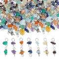 SUPERFINDINGS 84Pcs 7 Colors Gemstone Chip Charms Natural Stone Link Charms Double Loops Connector Antique Silver Stone Charm DIY Jewelry Making for Necklaces Bracelets Anklets